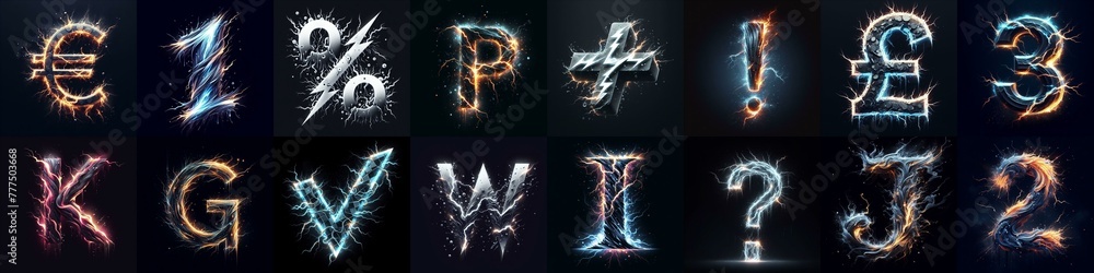 lightning and bolts lettering. AI generated illustration lightning and bolts lettering. AI generated illustration