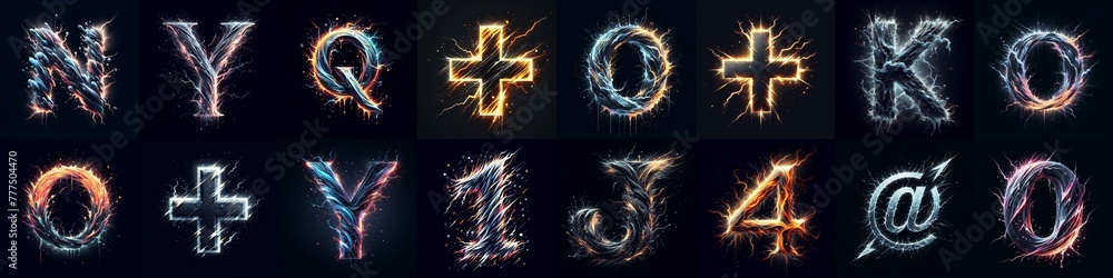 lightning and bolts lettering. AI generated illustration lightning and bolts lettering. AI generated illustration