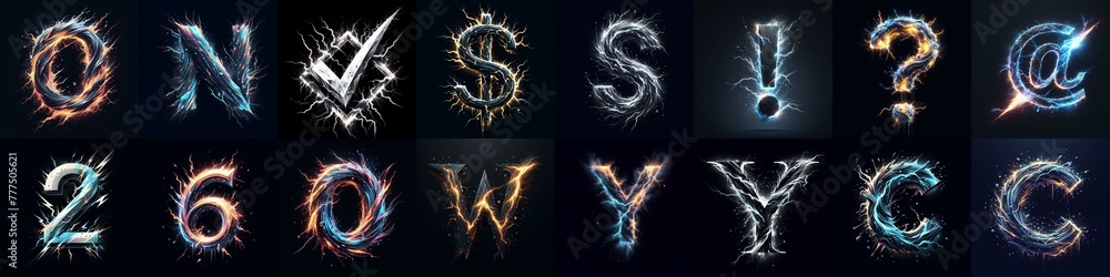 lightning and bolts lettering. AI generated illustration lightning and bolts lettering. AI generated illustration