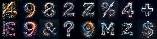 lightning and bolts lettering. AI generated illustration photo