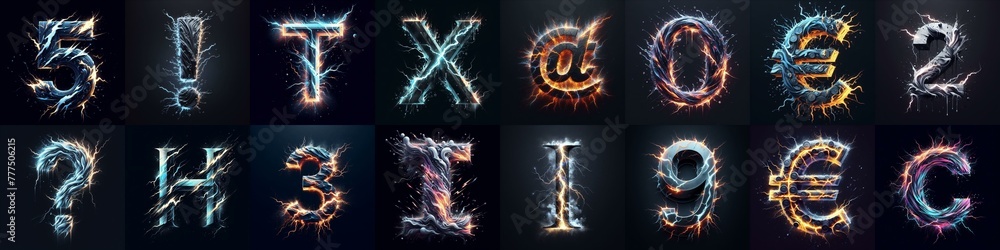 lightning and bolts lettering. AI generated illustration lightning and bolts lettering. AI generated illustration