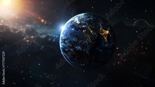 earth in space in the center of the frame