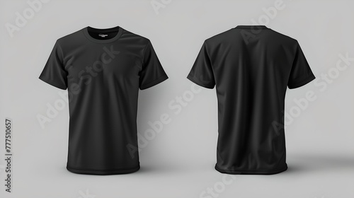 Black T-shirt Mockup Front and Back View. Clean Simple Design. Ideal for Branding and Apparel Marketing. Display Your Design with Style. AI