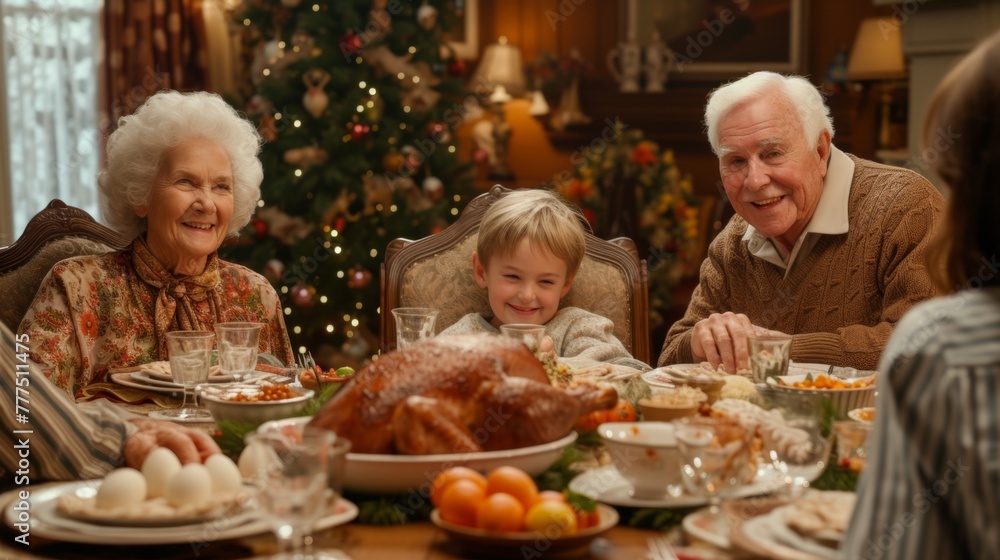 A family of a group of people sitting around the table, AI A family of a group of people sitting around the table, AI
