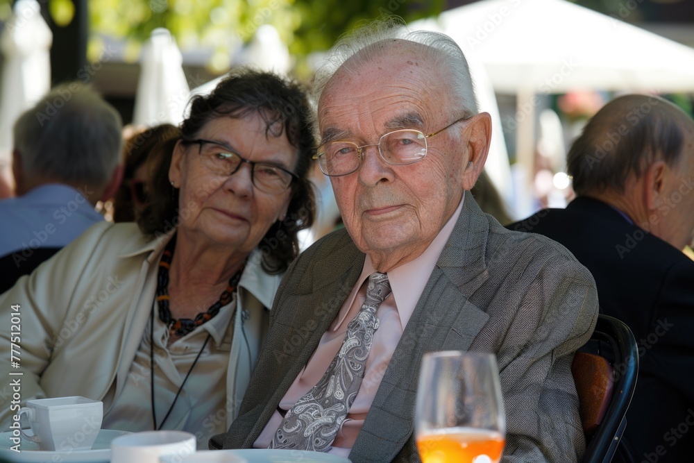 Elderly couple sitting at table Elderly couple sitting at table