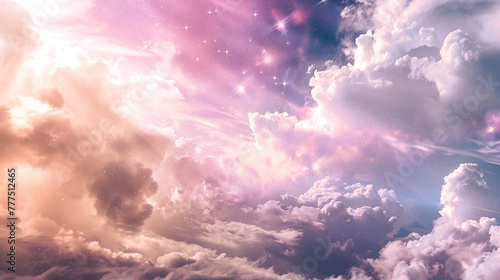 Starry pink background with clouds, backdrop, cardboard