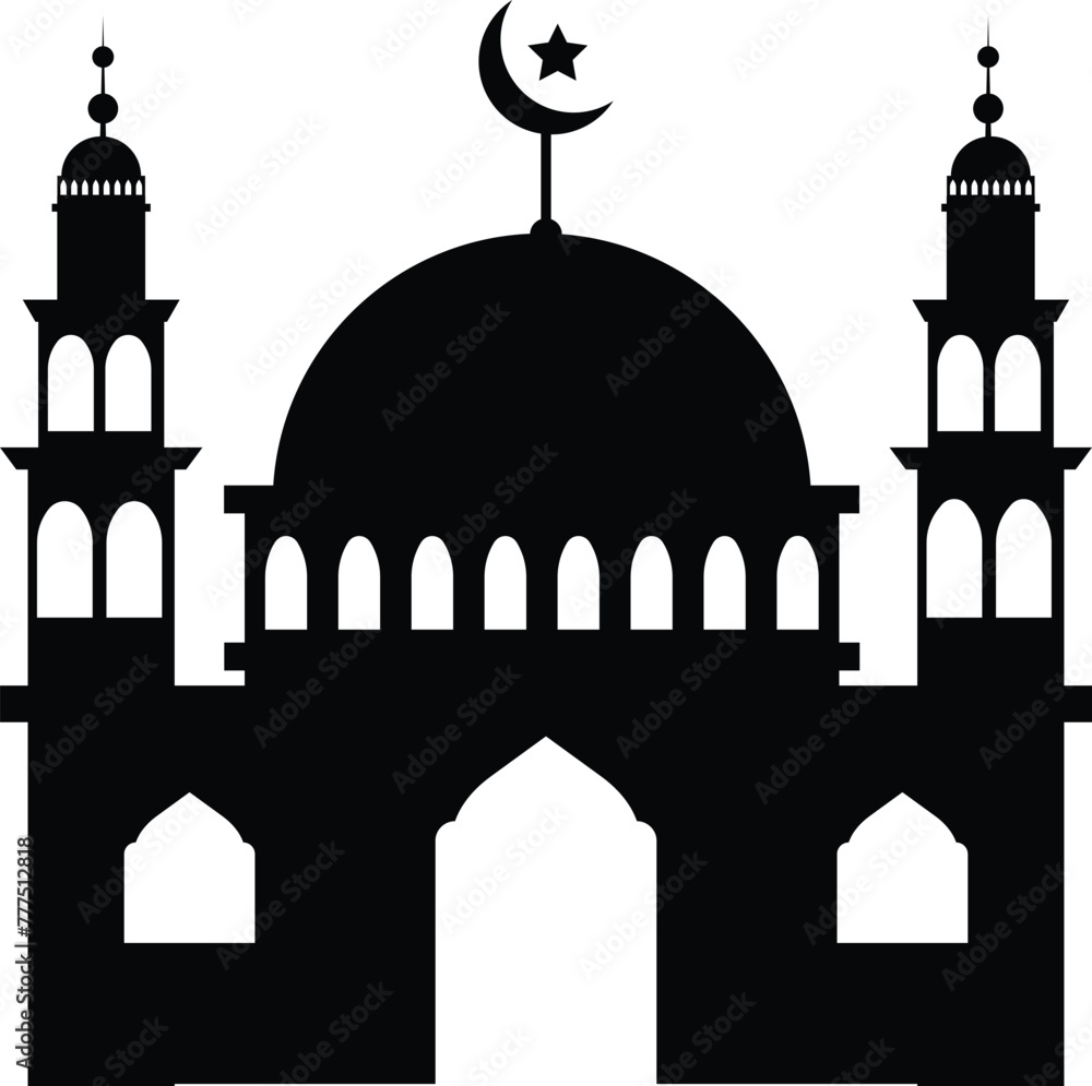 Islamic, Moslem Mosque Silhouette Icon