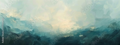 Serene Abstract Painting in Cool Pastel Tones 
