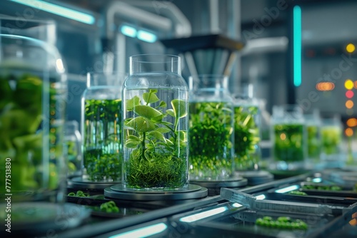 Unique illustratorcrafted, algaebased food production in a lab, future of sustainable eating photo