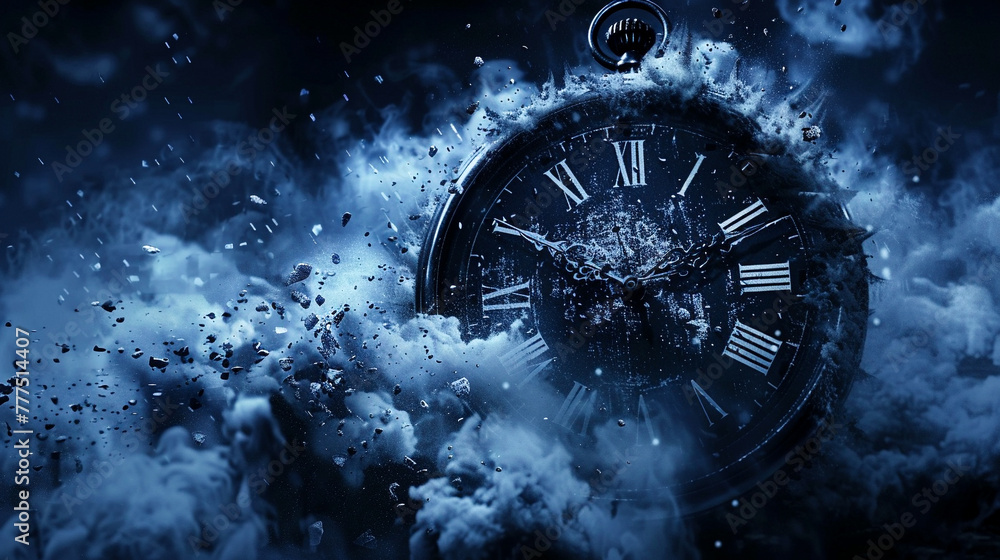 An animated clock, its hands spinning too fast, losing control