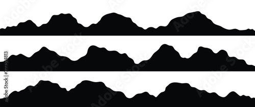 Set of mountain dark silhouette vector. Mountain black wallpaper  luxury landscape element . Hand drawn illustration design for cover  banner  packaging design  fabric  print  interior decor.