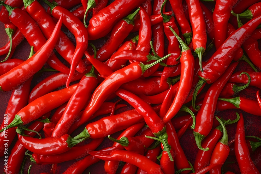 Red hot chili pepper pattern texture background. Group of red hot chili peppers
