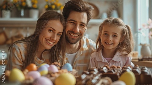 Family Enjoying Easter Preparations