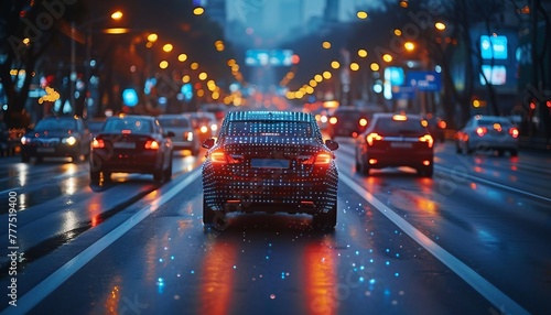 Autonomous Navigation: Roads Ahead, highway scene where autonomous vehicles navigate seamlessly, AI