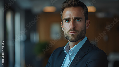 Confident businessman in a suit, generative Ai