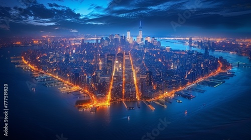 Cityscape intertwined with neon lights, showcasing a high-tech digital revolution