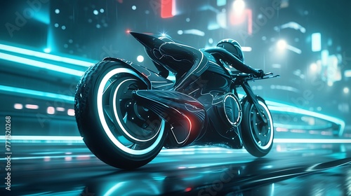 a visually stunning illustration of a futuristic bike powered by artificial intelligence, emphasizing sleek lines, innovative materials, and a visionary approach to urban mobility attractive look