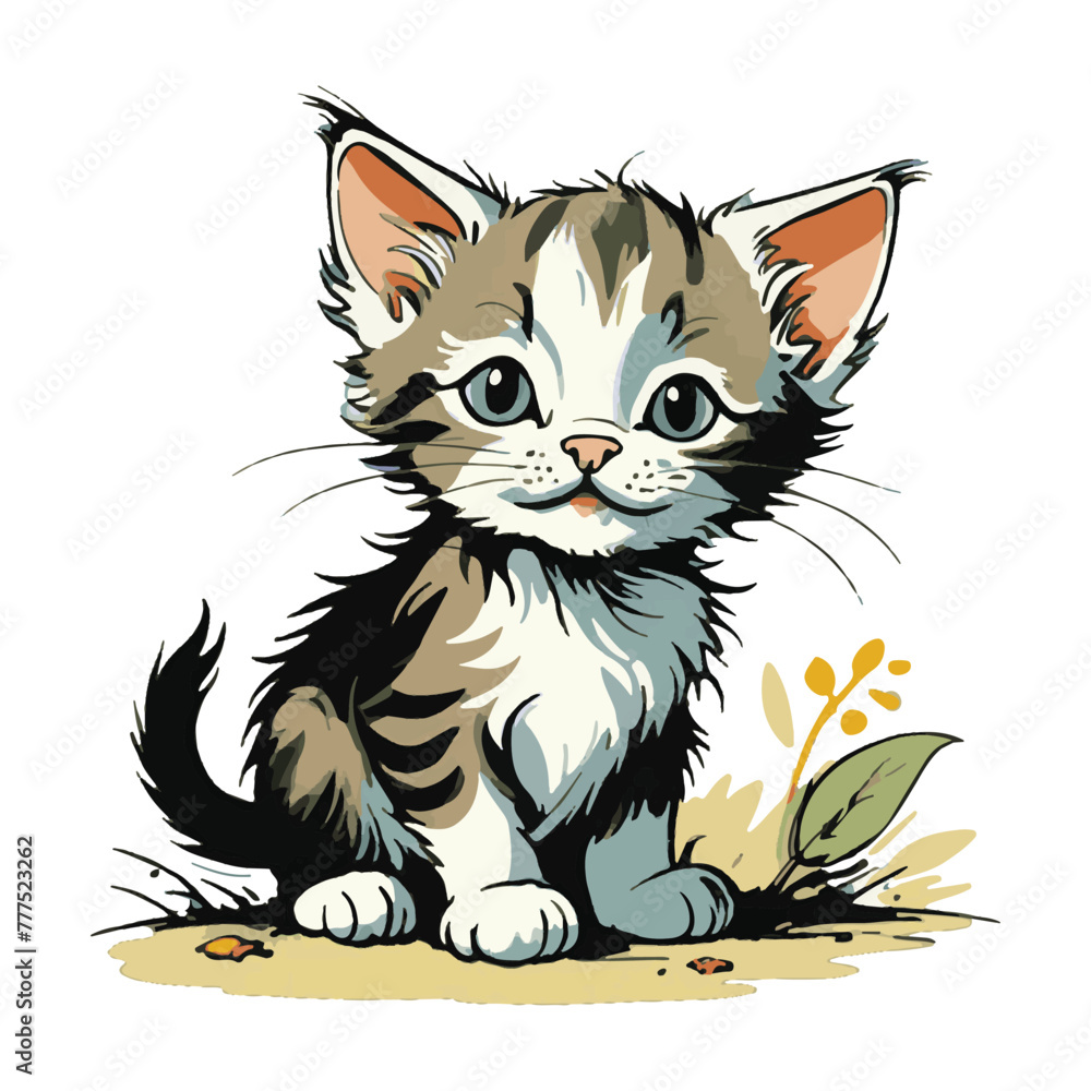 cute kitten vector isolation clipart