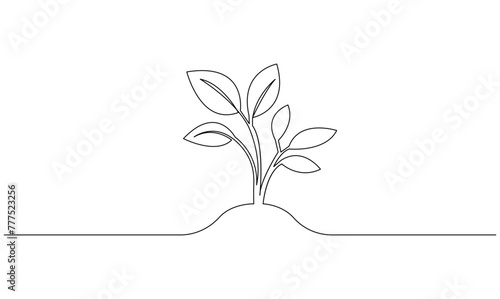 Vector continuous one simple single abstract line drawing of growth tree concept of nursery business