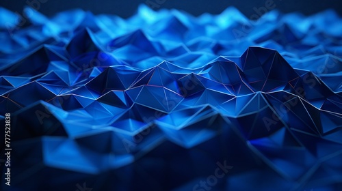 Dark blue backdrop to a low poly network wireframe lines intersecting in unity