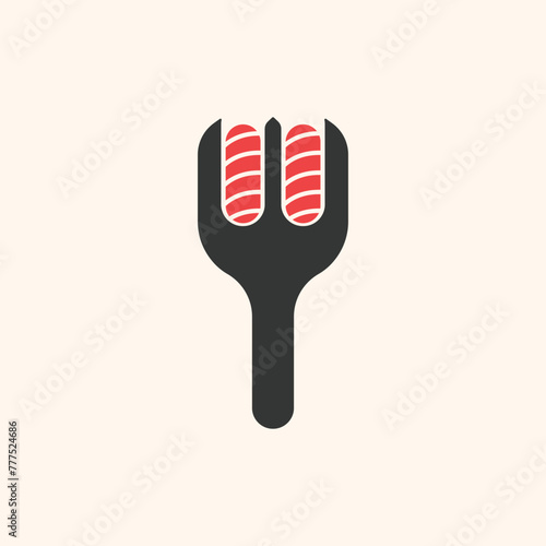 Fork Sushi Logo, Suitable For Japanese Restaurant Logo