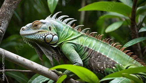 An-Iguana-Blending-Into-Its-Jungle-Habitat-