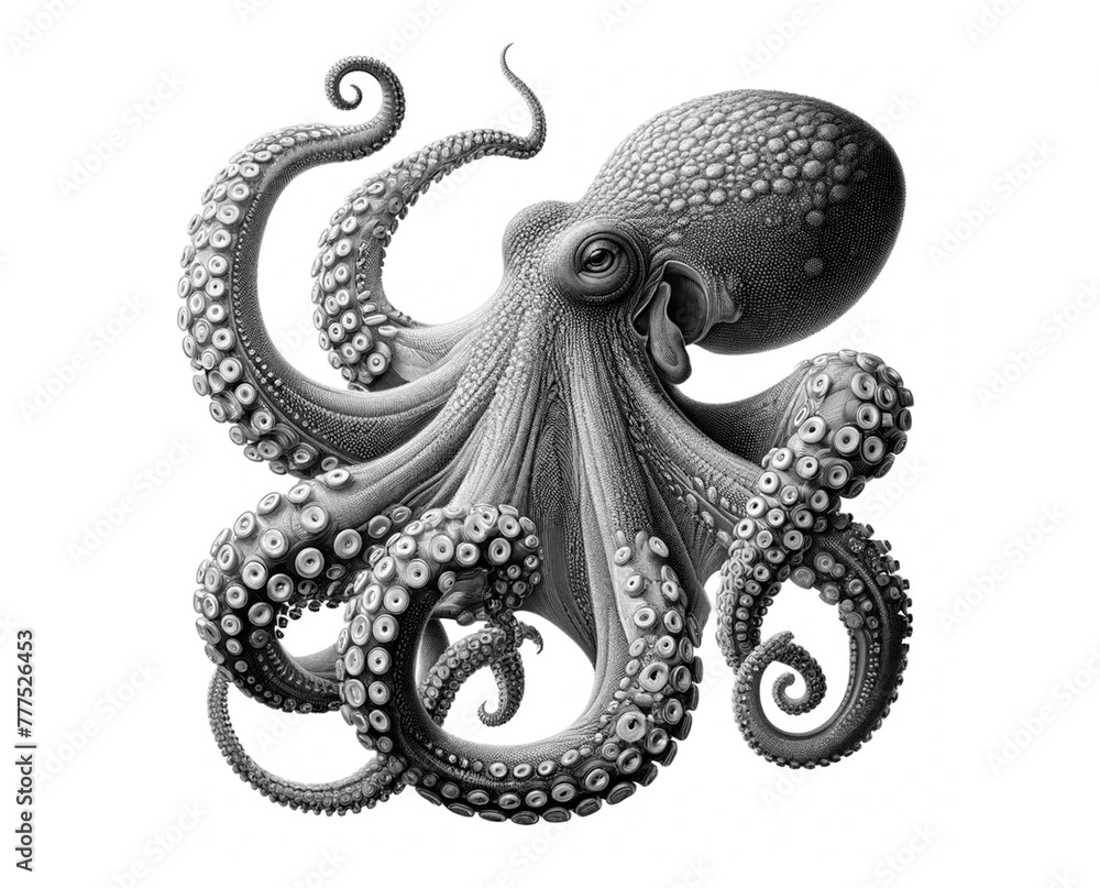 octopus on black background