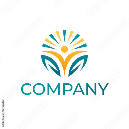 Abstract leaf with sun minimal logo