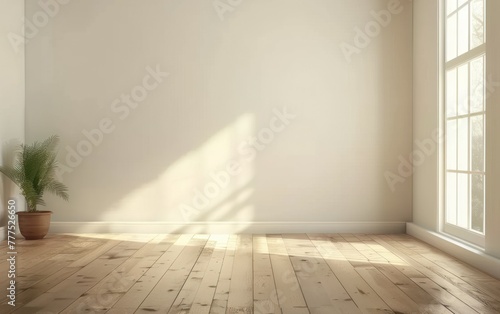 Sunny room with plant and hardwood floor