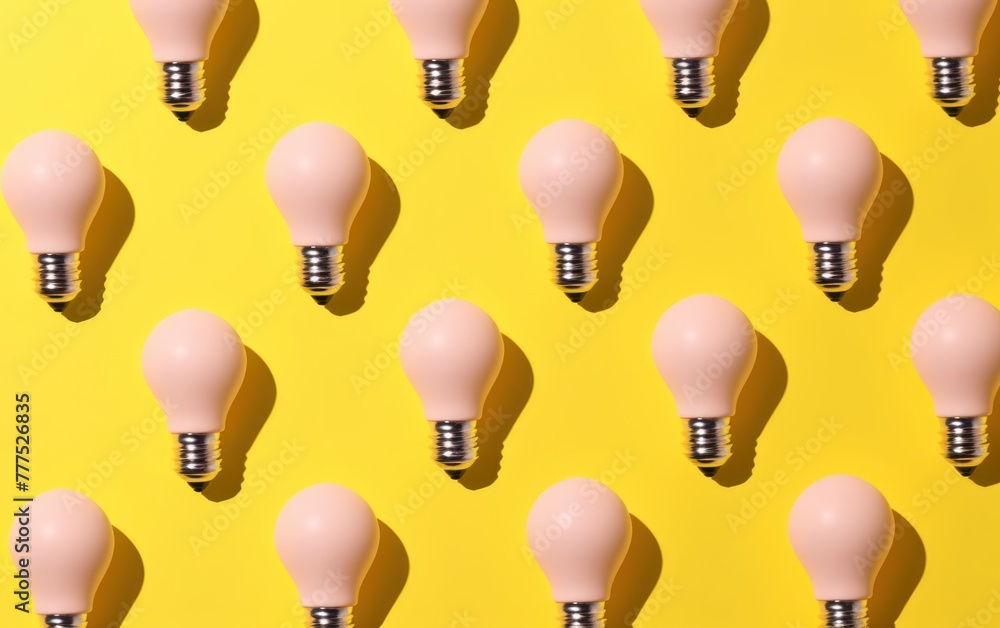 Pattern of light bulbs on a yellow background Pattern of light bulbs on a yellow background
