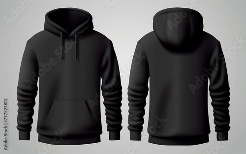 Black hoodie mockup front and back view