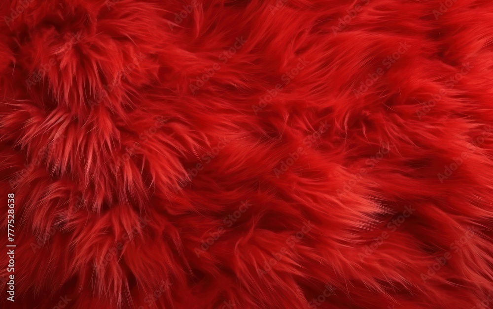 High-quality red plush fur close-up image High-quality red plush fur close-up image