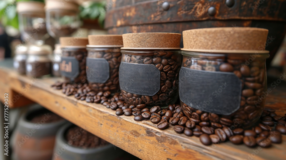sacks of coffee beans against a background of green leaves of a coffee tree, with sacks of coffee beans against a background of green leaves of a coffee tree, with