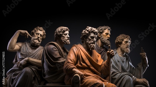 A stoic Greek bearded man bronze statue © designwala