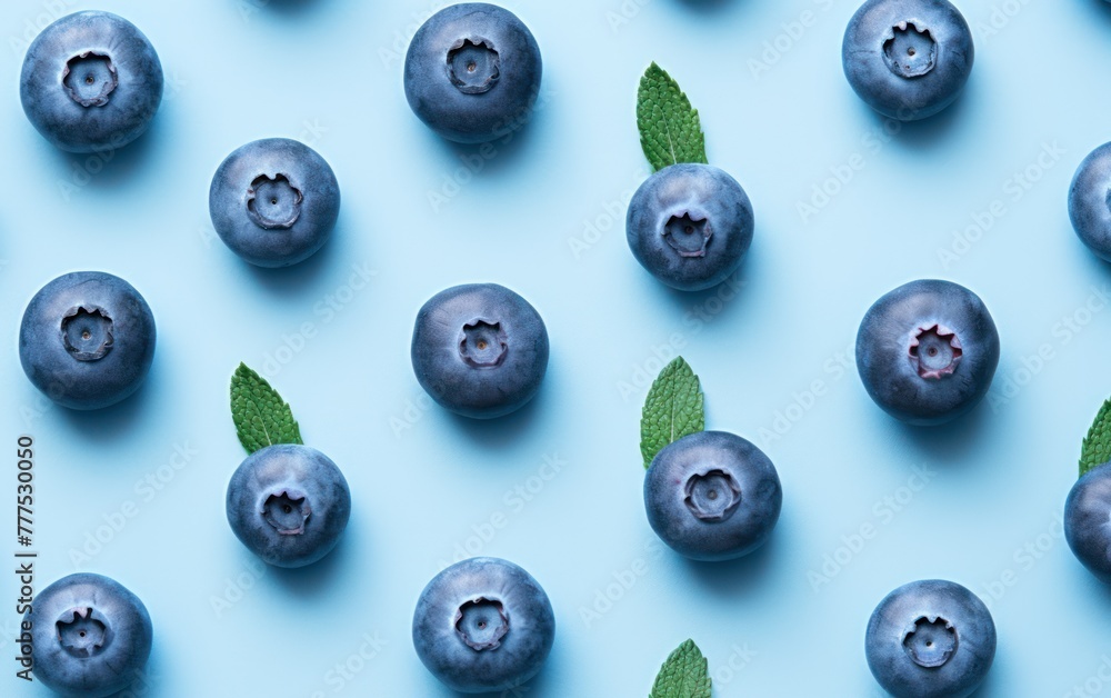 Top view of blueberries in a neat arrangement Top view of blueberries in a neat arrangement