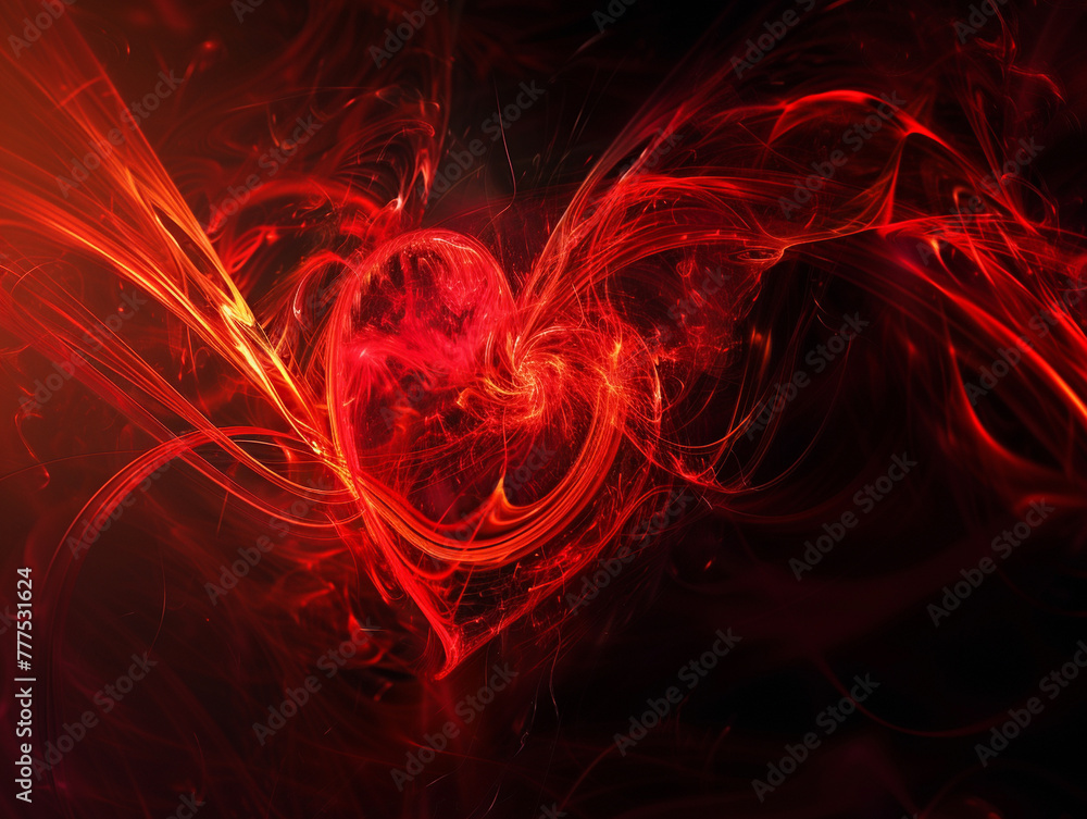 Abstract visualization of a heart beating, with pulsating reds and ...
