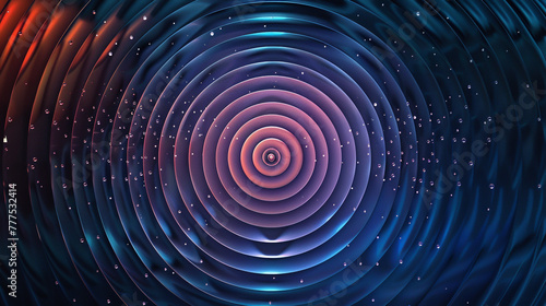 Abstract visualization of acoustic vibrations  with concentric circles and waves in harmonious colors to represent sound energyhyper realistic  low noise  low texture  futuristic style