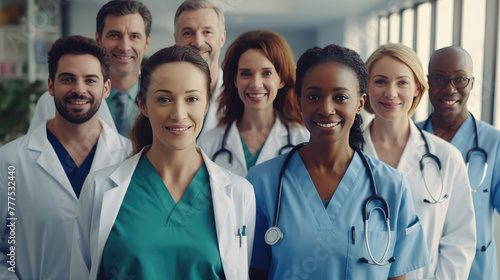 Group of portrait doctors and nurses characters in different poses. Medical people. Hospital staff. Team of doctors concept.