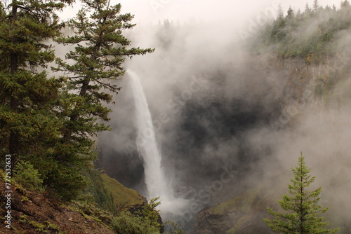 waterfall in the fog