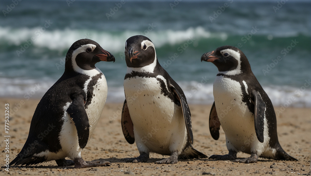 Fototapeta premium A penguin standing on a beach