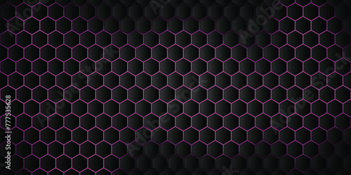 Hexagonal Black background with Pink light