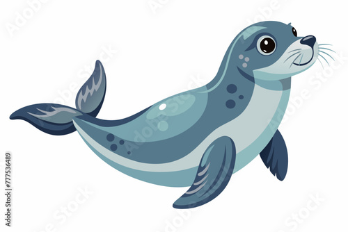  the seal swimming white-background