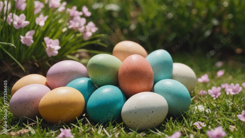 easter eggs in grass easter eggs in grass