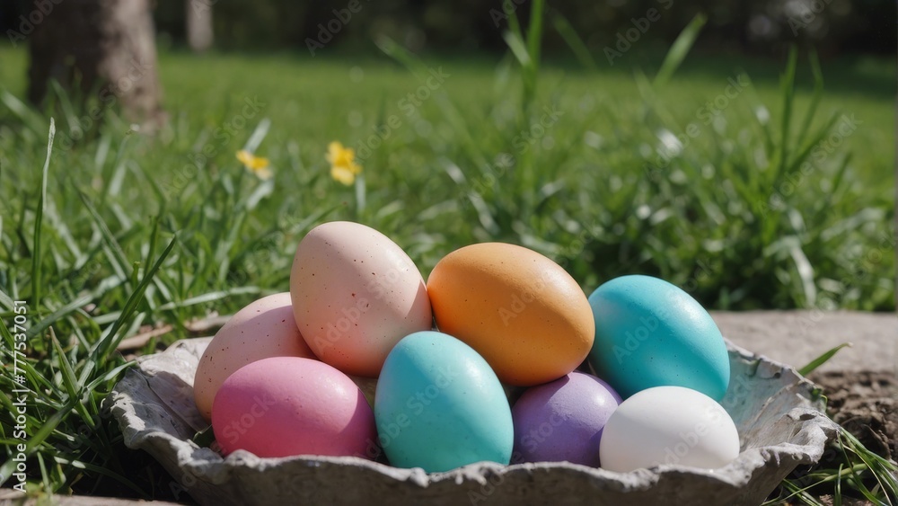 easter eggs in the grass easter eggs in the grass