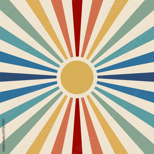 Colorful sun background, solar vector illustration, solar rays, sunlight wallpaper.