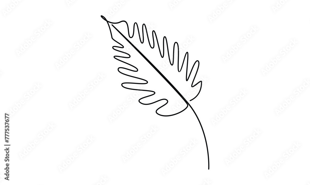 Vector continuous one simple single abstract line drawing of leaf isolated on a white background Vector continuous one simple single abstract line drawing of leaf isolated on a white background