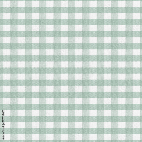 Mantel de tela a cuadros verde grisáceo y blanco para picnic. Tejido de diseño a cuadros chicos.