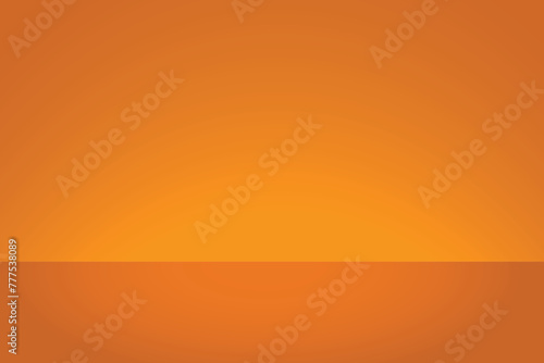 Blank orange studio gradient background with space for design, 3D rendering. Vector illustration