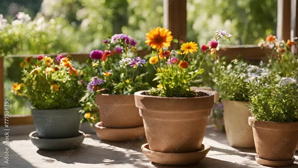 various kinds of flowers in pots in the room various kinds of flowers in pots in the room