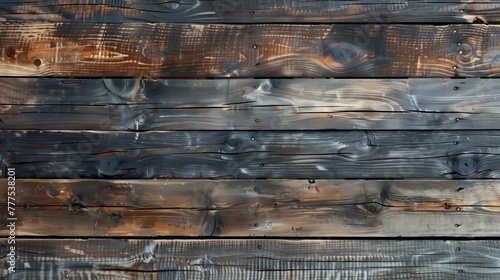 Close-up view of horizontal wooden planks with varying shades and textures
